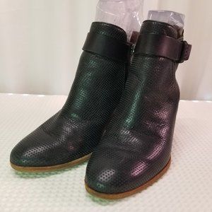 Dolce Vita Women's Bootie Sandal Black Cut out Leather Block Heel